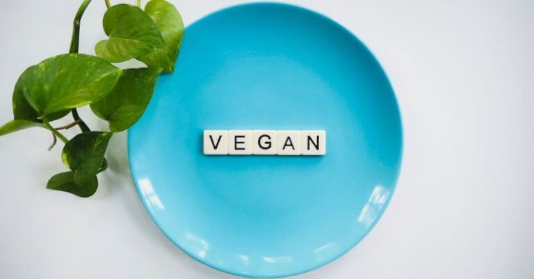 Vegan - Scrabble Tiles in Blue Ceramic Plate