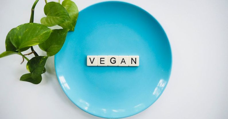 Vegan - Scrabble Tiles in Blue Ceramic Plate