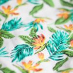 Print Fabric - white, green, and teal floral textile