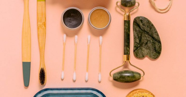 Natural Beauty Products - Organic Beauty Products on Pink Background